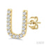 Block 'U' Initial Diamond Earrings