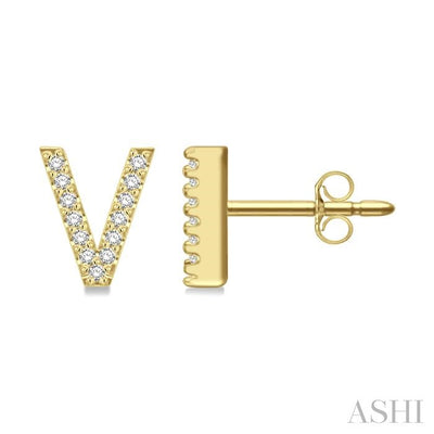 Block 'V' Initial Diamond Earrings
