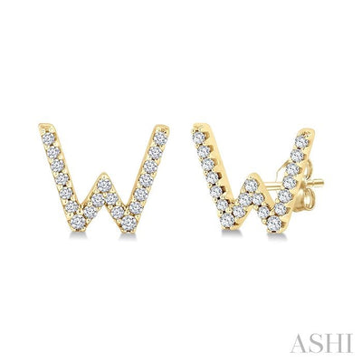Block 'W' Initial Diamond Earrings
