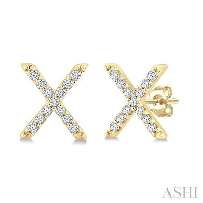 Block 'X' Initial Diamond Earrings