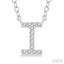 Block 'I' Initial Diamond Pendant
