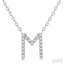 Block 'M' Initial Diamond Pendant
