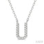 Block 'U' Initial Diamond Pendant