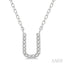 Block 'U' Initial Diamond Pendant
