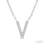 Block 'V' Initial Diamond Pendant