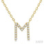 Block 'M' Initial Diamond Pendant