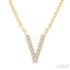 Block 'V' Initial Diamond Pendant