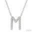 Block 'M' Initial Diamond Pendant