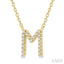 Block 'M' Initial Diamond Pendant