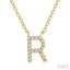 Block 'R' Initial Diamond Pendant
