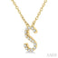 Block 'S' Initial Diamond Pendant