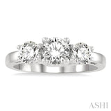 1 1/2 Ctw Past, Present and Future Round Cut Diamond Precious Ring in 14K White Gold