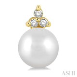 1/20 ctw Petite 5.5 MM Cultured Pearls and Round Cut Diamond Fashion Stud Earring in 10K Yellow Gold