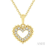 1/10 ctw Petite Heart Round Cut Diamond Fashion Pendant With Chain in 10K Yellow Gold