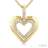 1/10 ctw Petite Twin Heart Round Cut Diamond Fashion Pendant With Chain in 10K Yellow Gold