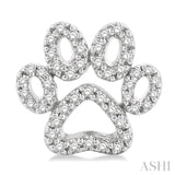 1/4 ctw Petite Dog Paw Round Cut Diamond Fashion Stud Earring in 10K White Gold