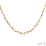 1 1/4 ctw Bezel Set Round Cut Diamond Tennis Necklace in 14K Yellow Gold