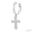 Cross Petite Diamond Huggie Fashion Earrings