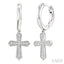 Cross Petite Diamond Huggie Fashion Earrings