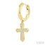 Cross Petite Diamond Huggie Fashion Earrings