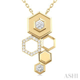 3/8 ctw Asymmetric Hexagon Motif Round Cut Diamond Fashion Necklace in 14K Yellow Gold