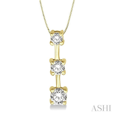 Round Shape Past Present & Future Diamond Pendant