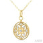 Clover Circle Paperclip Medallion Diamond Fashion Pendant