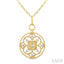Clover Circle Paperclip Medallion Diamond Fashion Pendant