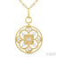 Clover Circle Paperclip Medallion Diamond Fashion Pendant