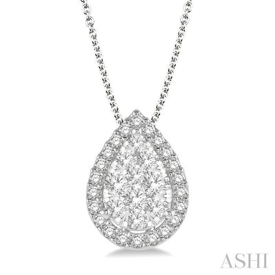 Pear Shape Halo Lovebright Essential Diamond Pendant