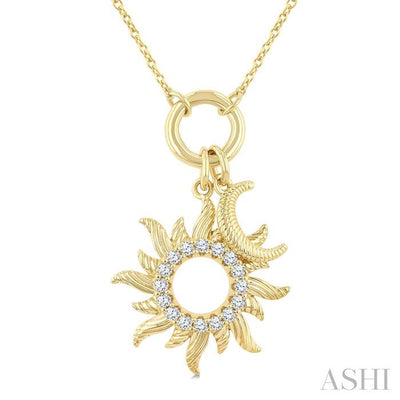 Sun Charm Fluted Diamond Fashion Pendant