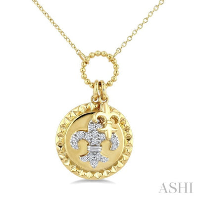Circle Fleur De Lis Charm Diamond Fashion Pendant