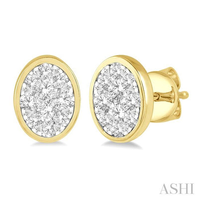 Oval Shape Bezel Set Lovebright Essential Diamond Stud Earrings
