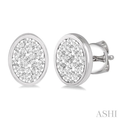 Oval Shape Bezel Set Lovebright Essential Diamond Stud Earrings