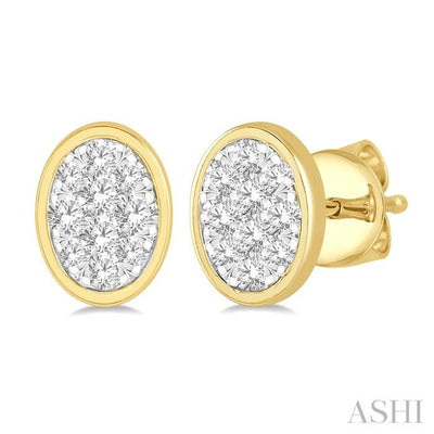 Oval Shape Bezel Set Lovebright Essential Diamond Stud Earrings