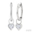 Heart Shape Bezel Set Diamond Huggie Fashion Earrings