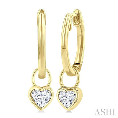 Heart Shape Bezel Set Diamond Huggie Fashion Earrings
