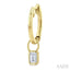 Emerald Shape Bezel Set Diamond Huggie Fashion Earrings