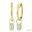 Emerald Shape Bezel Set Diamond Huggie Fashion Earrings