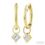 Princess Shape Bezel Set Diamond Huggie Fashion Earrings