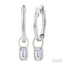 Emerald Shape Bezel Set Diamond Huggie Fashion Earrings
