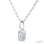 Emerald Shape Bezel Set Paperclip Diamond Fashion Pendant