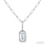 Emerald Shape Bezel Set Paperclip Diamond Fashion Pendant