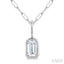 Emerald Shape Bezel Set Paperclip Diamond Fashion Pendant