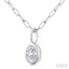 Oval Shape Bezel Set Paperclip Diamond Fashion Pendant