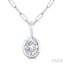 Oval Shape Bezel Set Paperclip Diamond Fashion Pendant