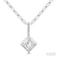 Princess Shape Bezel Set Paperclip Diamond Fashion Pendant