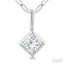 Princess Shape Bezel Set Paperclip Diamond Fashion Pendant