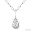 Pear Shape Bezel Set Paperclip Diamond Fashion Pendant