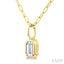 Emerald Shape Bezel Set Paperclip Diamond Fashion Pendant